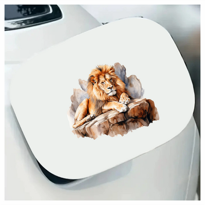 Golden Lion Resting On Rocky Ledge Vinyl Sticker Decal