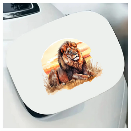 Brown Lion Resting On Grass Sunset Vinyl Sticker Decal