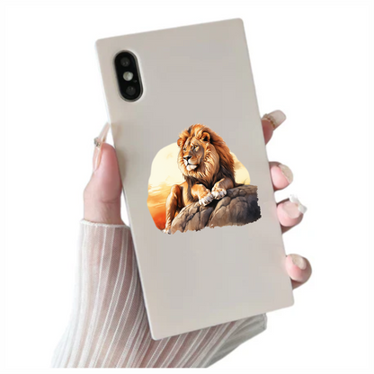 Golden Lion Resting Rock Sunset Vinyl Sticker Decal