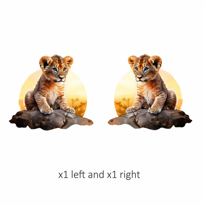 Brown Lion Cub Rock Sunset Vinyl Sticker Decal