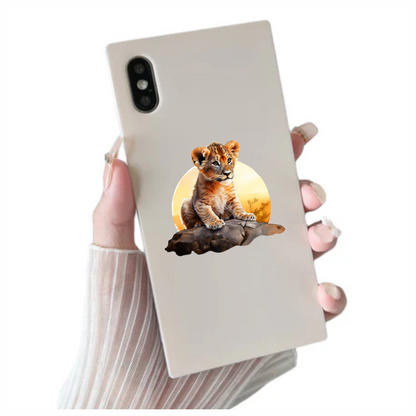 Brown Lion Cub Rock Sunset Vinyl Sticker Decal