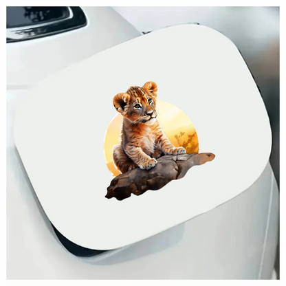Brown Lion Cub Rock Sunset Vinyl Sticker Decal