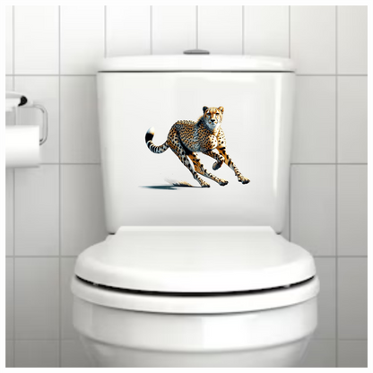 Golden Cheetah Running Fast On Ground Vinyl Sticker Decal
