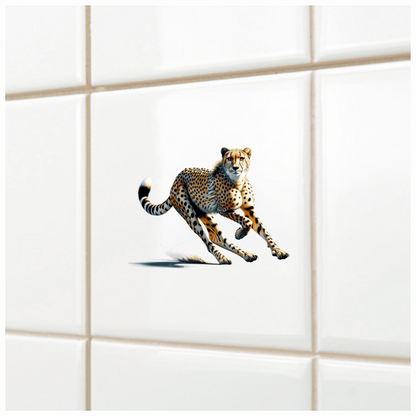 Golden Cheetah Running Fast On Ground Vinyl Sticker Decal