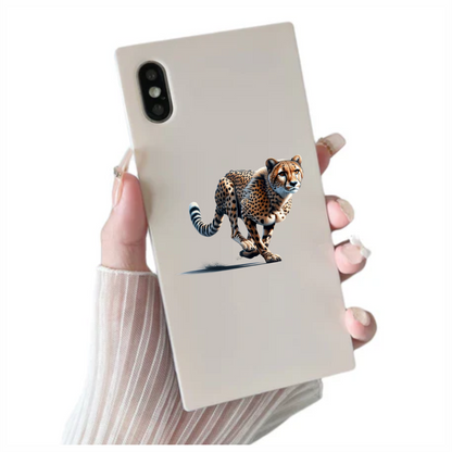 Golden Cheetah Running Fast On Ground Vinyl Sticker Decal