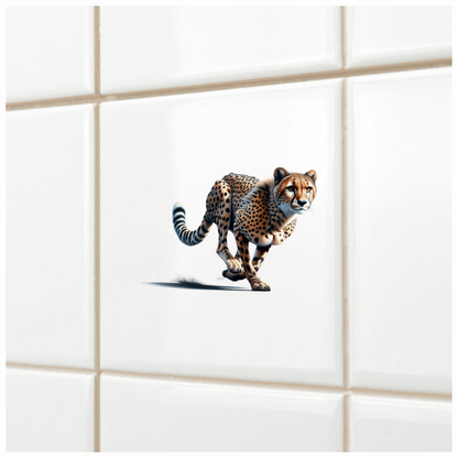 Golden Cheetah Running Fast On Ground Vinyl Sticker Decal