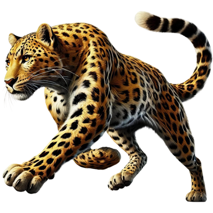 Golden Leopard Walking Forward With Strength Vinyl Sticker Decal