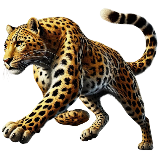 Golden Leopard Walking Forward With Strength Vinyl Sticker Decal