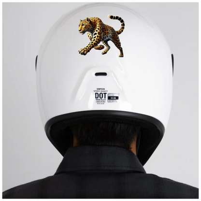 Golden Leopard Walking Forward With Strength Vinyl Sticker Decal