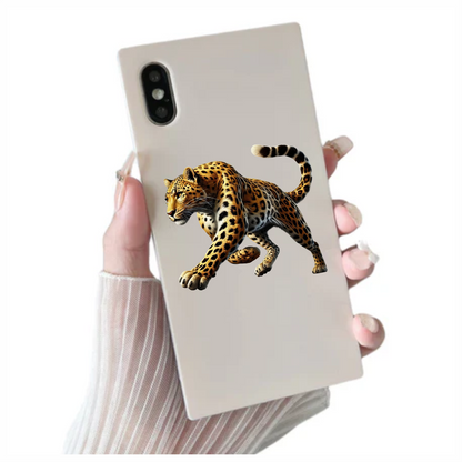 Golden Leopard Walking Forward With Strength Vinyl Sticker Decal