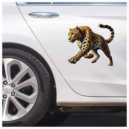 Golden Leopard Walking Forward With Strength Vinyl Sticker Decal