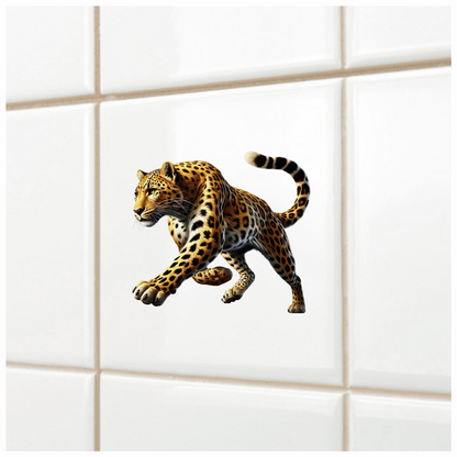 Golden Leopard Walking Forward With Strength Vinyl Sticker Decal
