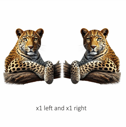 Golden Leopard Resting On Wooden Log Vinyl Sticker Decal