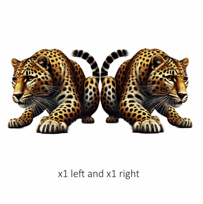Golden Leopard Crouching Low Ready Stance Vinyl Sticker Decal