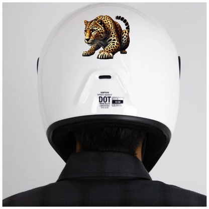 Golden Leopard Crouching Low Ready Stance Vinyl Sticker Decal
