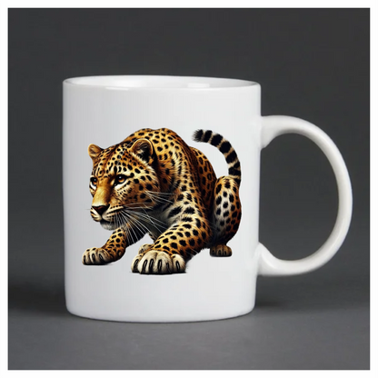 Golden Leopard Crouching Low Ready Stance Vinyl Sticker Decal