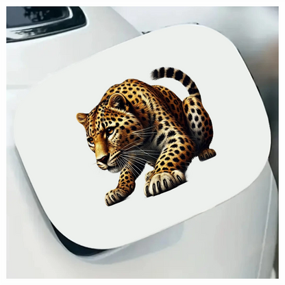 Golden Leopard Crouching Low Ready Stance Vinyl Sticker Decal