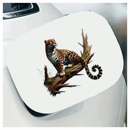 Golden Jaguar Sitting Alert On Branch Vinyl Sticker Decal