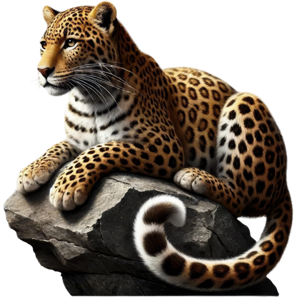 Golden Leopard Resting Calm On Rock Vinyl Sticker Decal