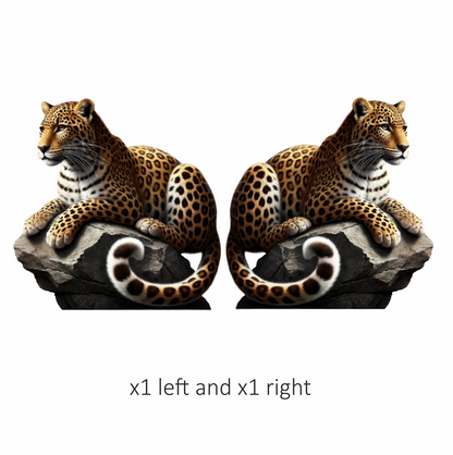 Golden Leopard Resting Calm On Rock Vinyl Sticker Decal