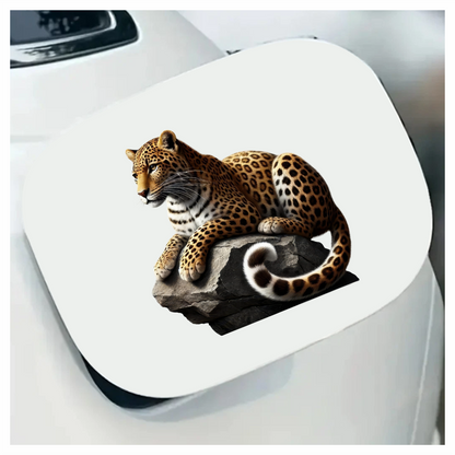 Golden Leopard Resting Calm On Rock Vinyl Sticker Decal