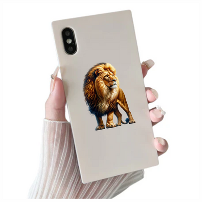 Golden Lion Standing Proud With Mane Vinyl Sticker Decal