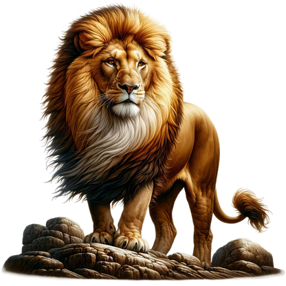 Golden Lion Standing Strong On Rocks Vinyl Sticker Decal