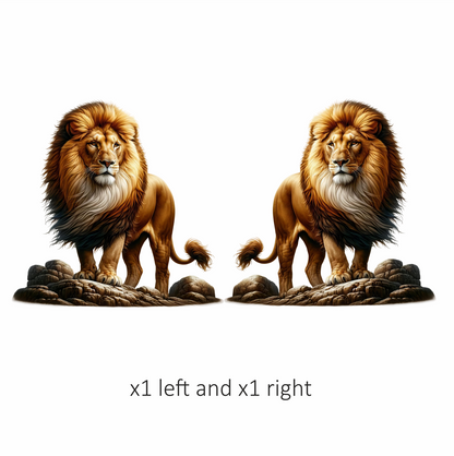 Golden Lion Standing Strong On Rocks Vinyl Sticker Decal