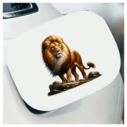 Golden Lion Standing Strong On Rocks Vinyl Sticker Decal