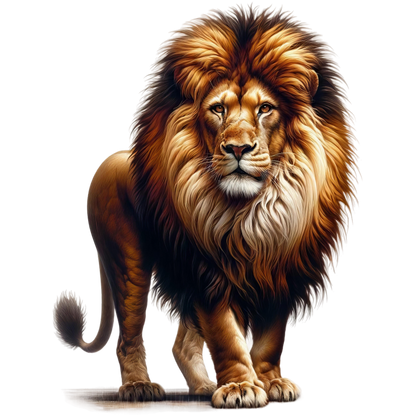 Golden Lion Standing Tall With Mane Vinyl Sticker Decal