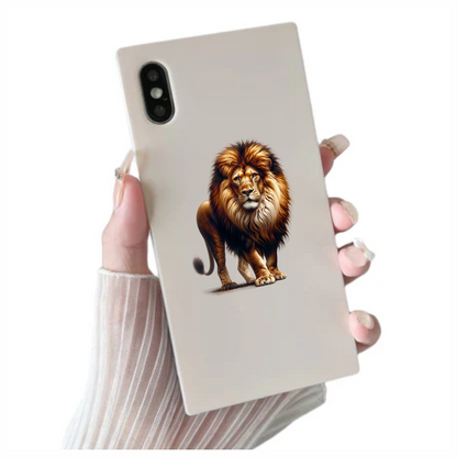 Golden Lion Standing Tall With Mane Vinyl Sticker Decal