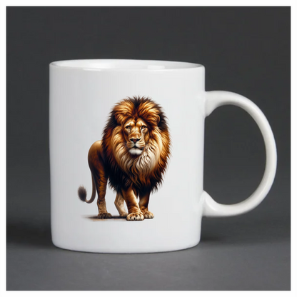 Golden Lion Standing Tall With Mane Vinyl Sticker Decal