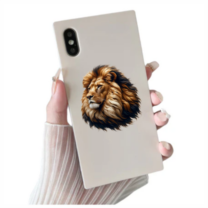 Golden Lion Head With Large Mane Vinyl Sticker Decal