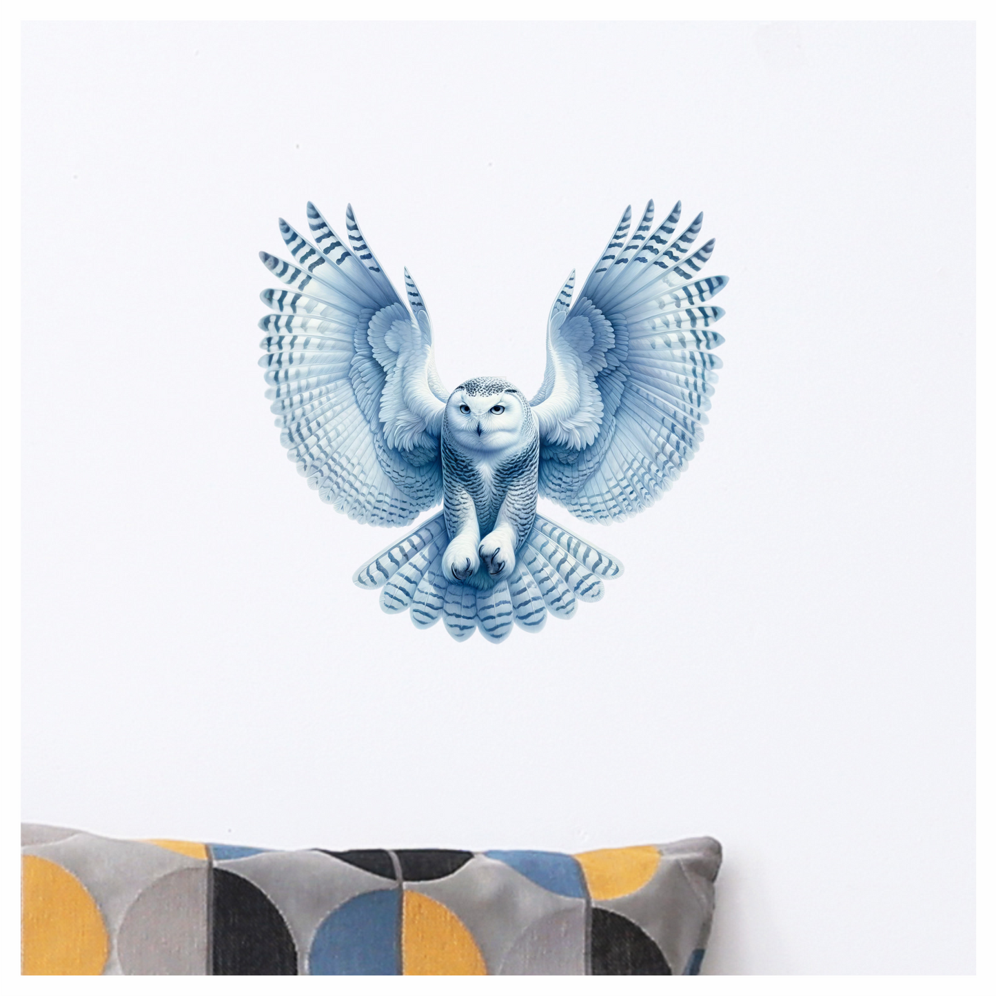 White Owl Flying With Wide Wings Vinyl Sticker Decal