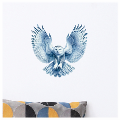 White Owl Flying With Wide Wings Vinyl Sticker Decal