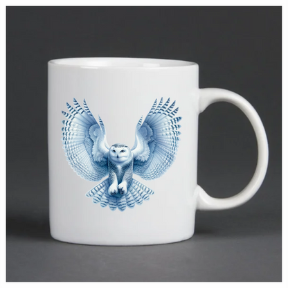 White Owl Flying With Wide Wings Vinyl Sticker Decal