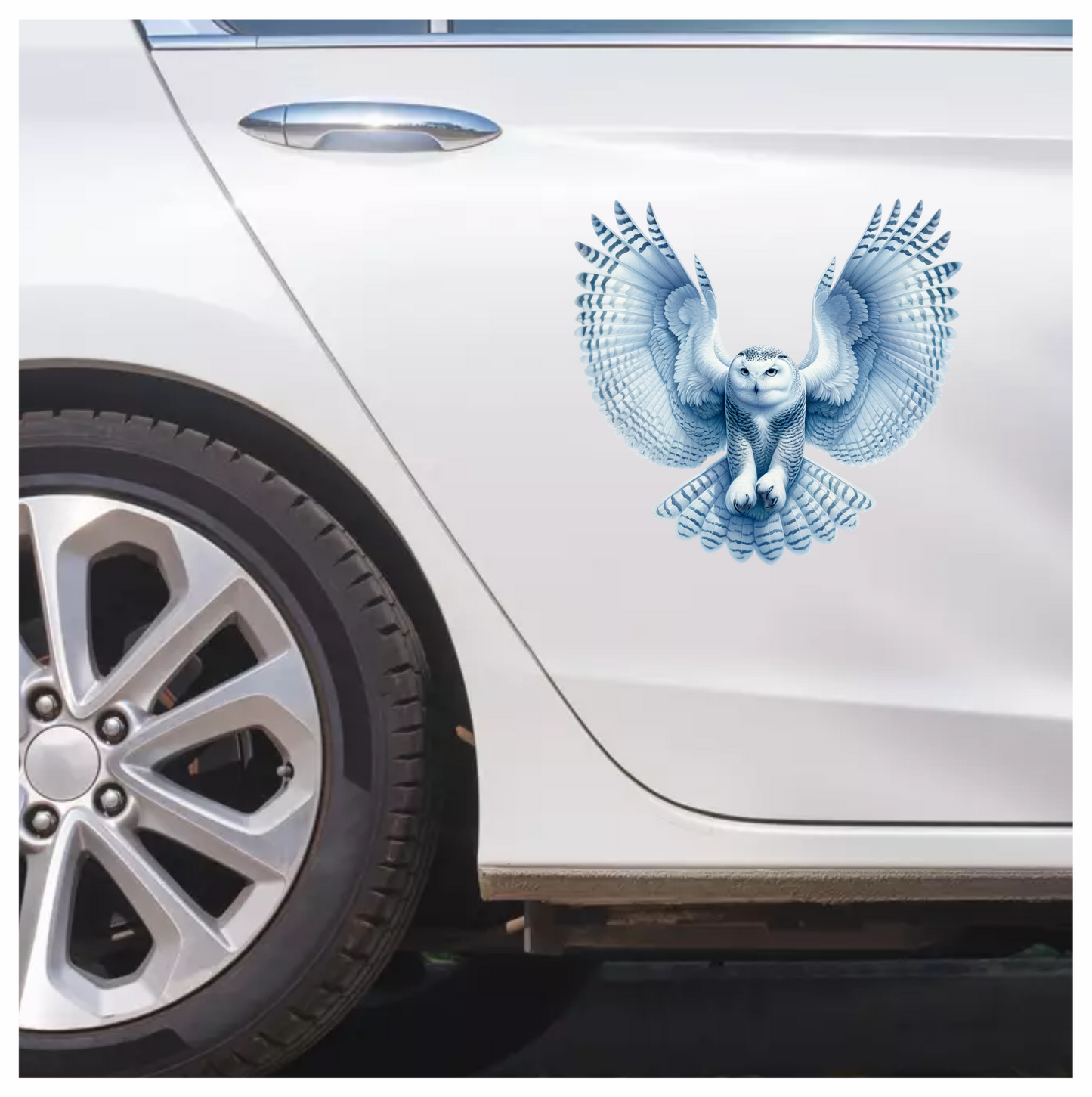 White Owl Flying With Wide Wings Vinyl Sticker Decal