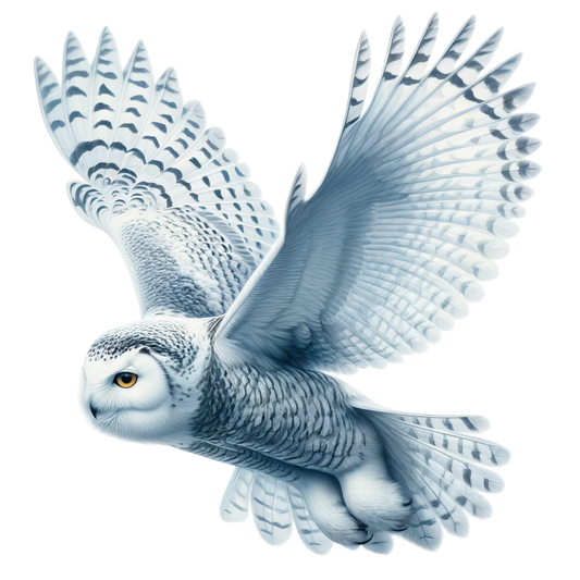White Owl Flying With Spread Wings Vinyl Sticker Decal