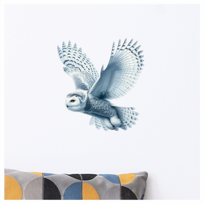 White Owl Flying With Spread Wings Vinyl Sticker Decal
