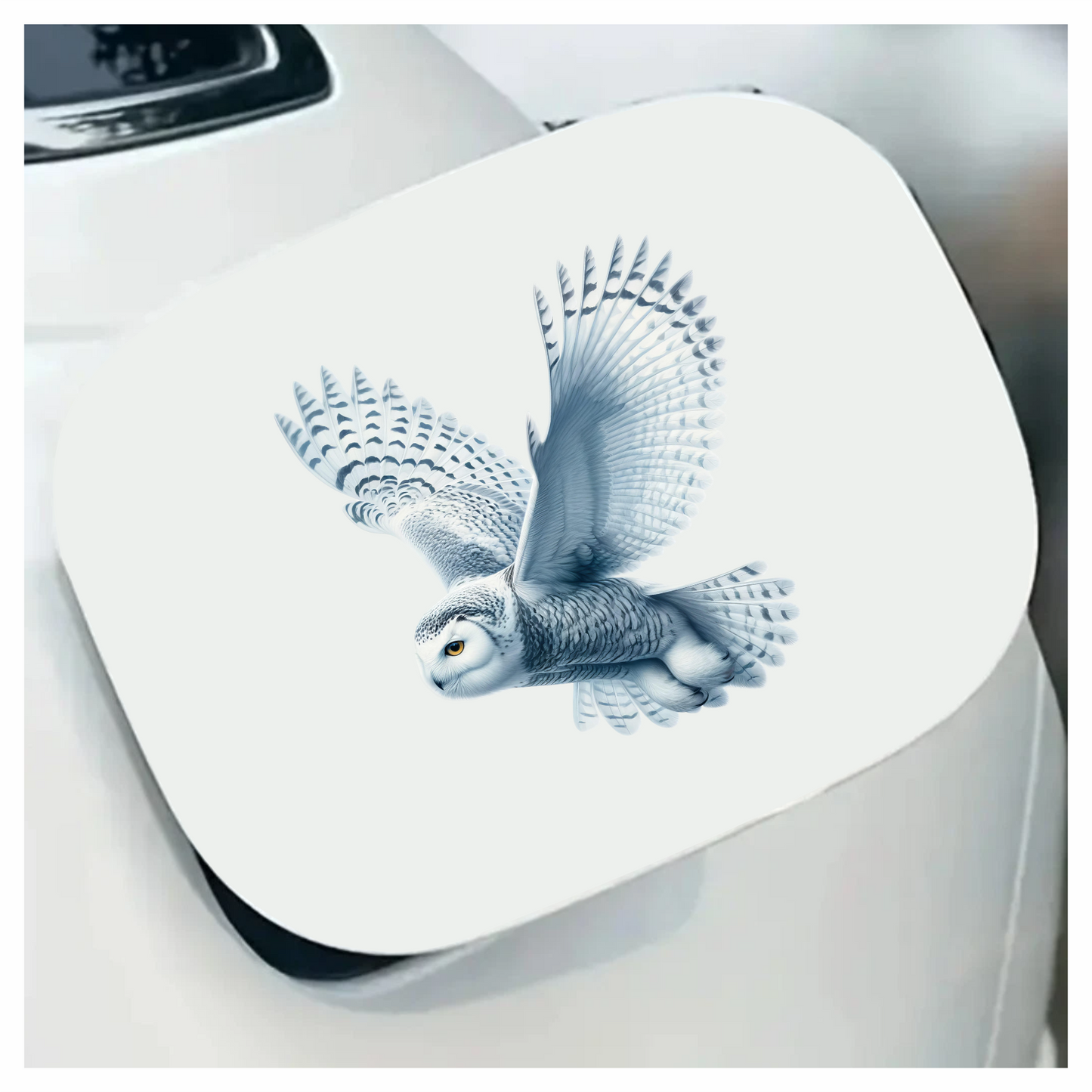 White Owl Flying With Spread Wings Vinyl Sticker Decal