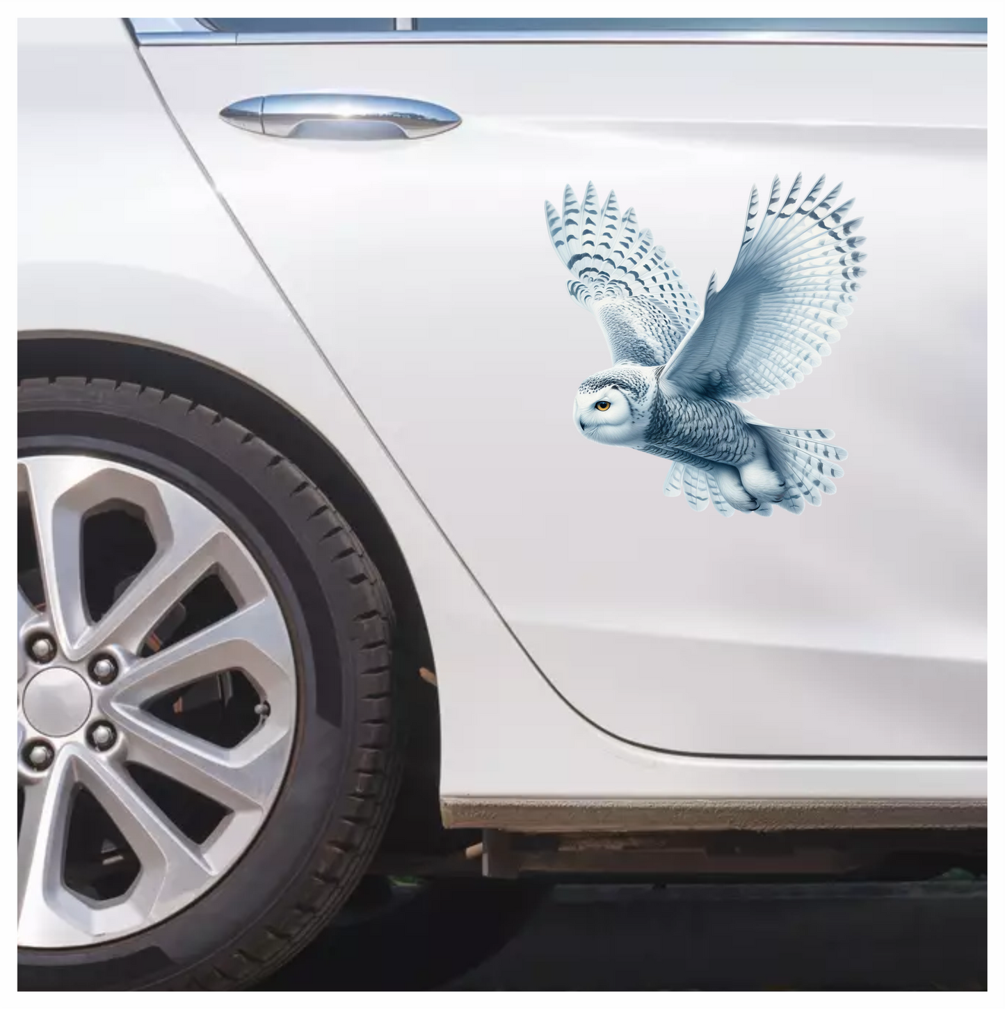 White Owl Flying With Spread Wings Vinyl Sticker Decal