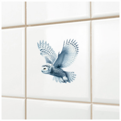 White Owl Flying With Spread Wings Vinyl Sticker Decal