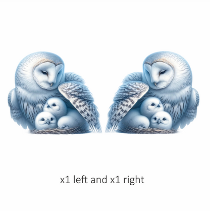White Owl Nest With Three Chicks Vinyl Sticker Decal