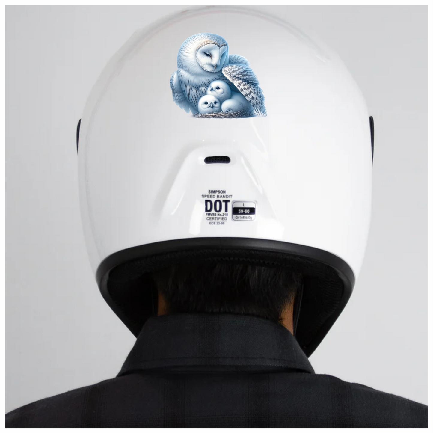 White Owl Nest With Three Chicks Vinyl Sticker Decal