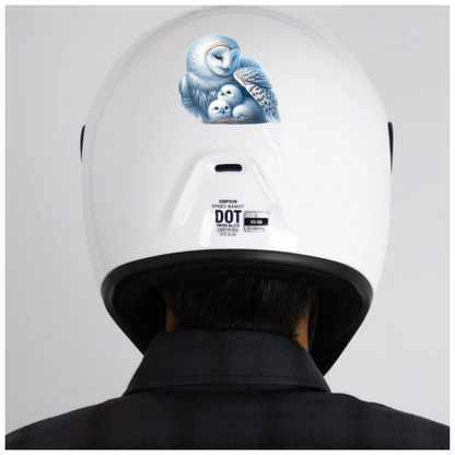 White Owl Nest With Three Chicks Vinyl Sticker Decal