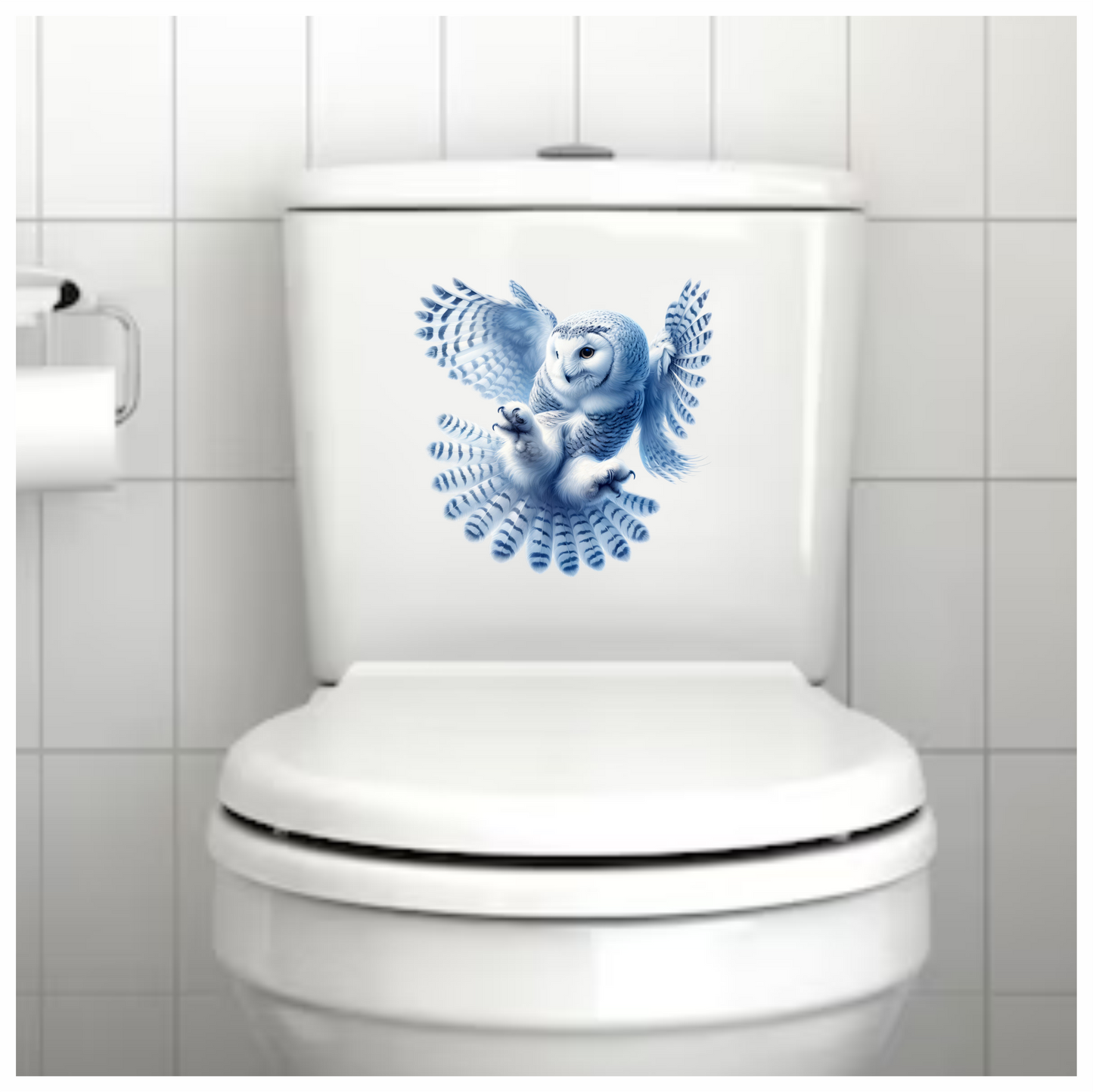 White Owl Flying With Open Feathers Vinyl Sticker Decal