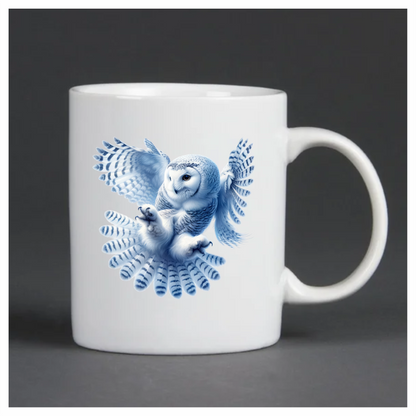 White Owl Flying With Open Feathers Vinyl Sticker Decal