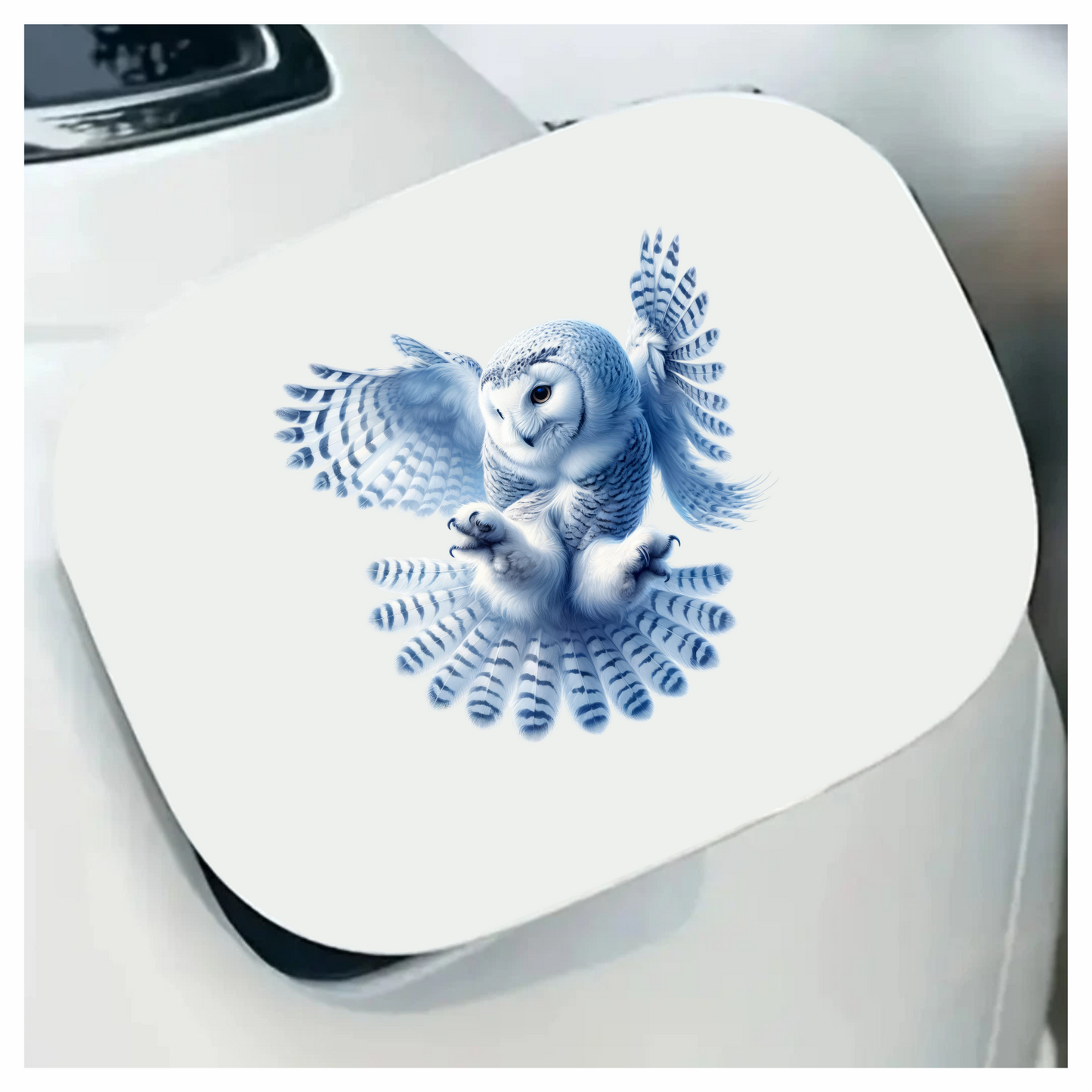 White Owl Flying With Open Feathers Vinyl Sticker Decal