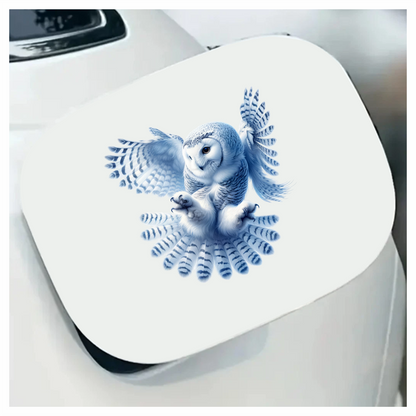 White Owl Flying With Open Feathers Vinyl Sticker Decal