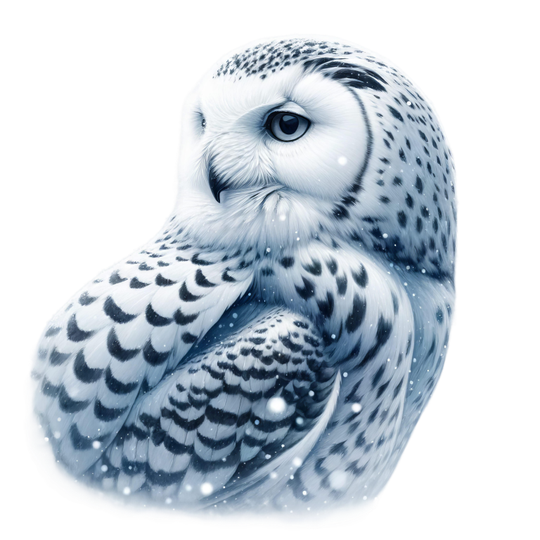 White Owl Sitting With Snowflakes Vinyl Sticker Decal